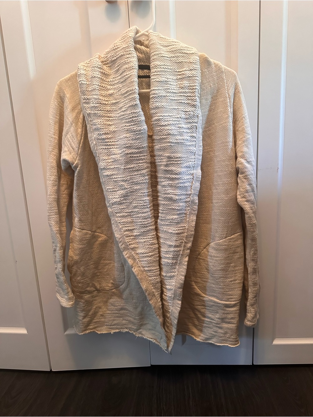 Lucky Brand Cream Open-Front Shawl Collar Cardigan